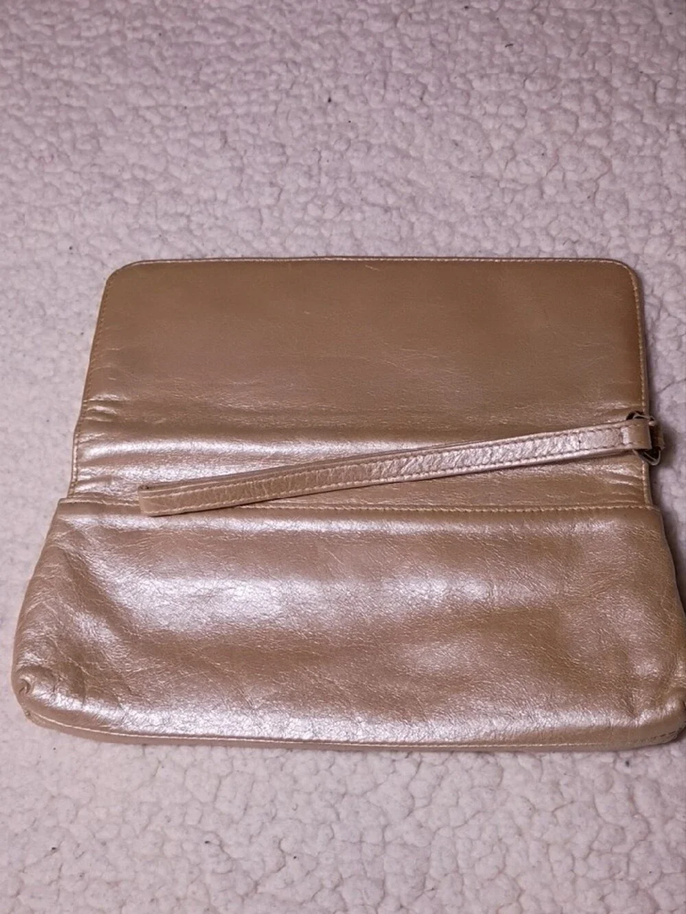 HOBO Metallic Gold Leather Wristlet Clutch